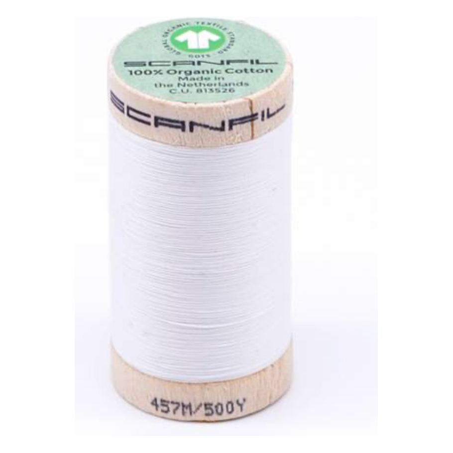 Scanfil Organic Cotton Thread 50wt Solid 500yd Bright White 4800