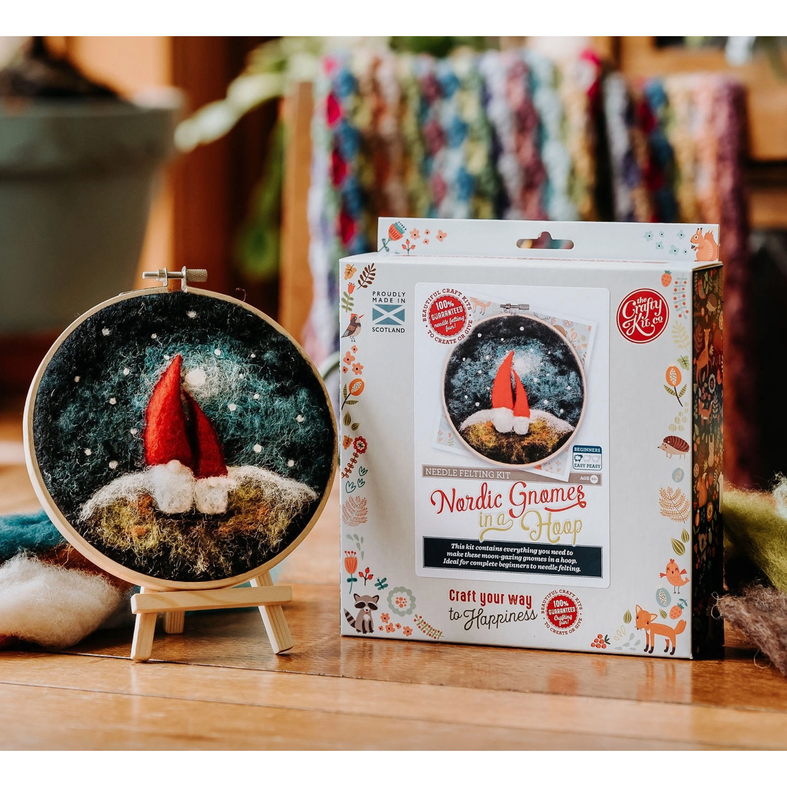 The Crafty Kit Company | Nordic Gnomes in A Hoop Needle Felting Craft Kit