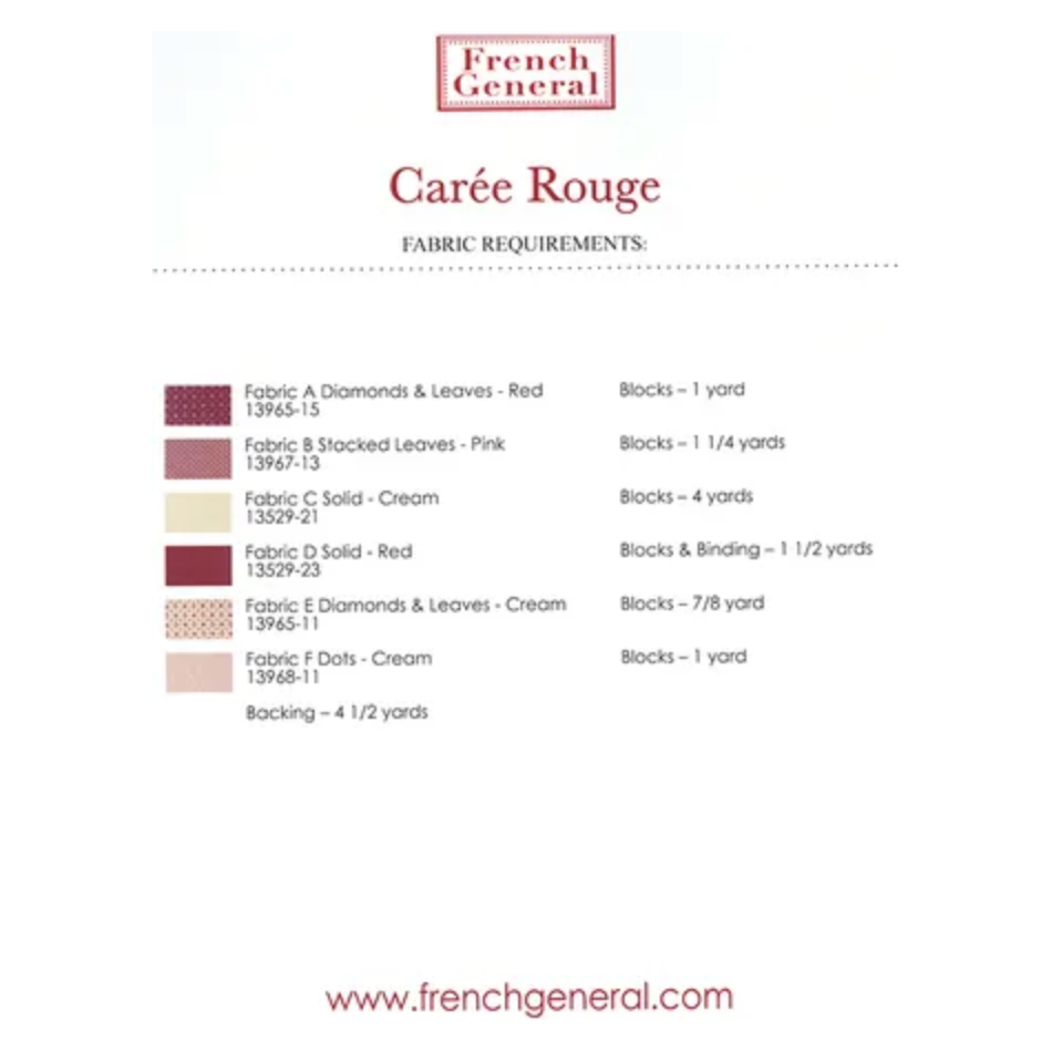 French General ~ Caree Rouge Quilt Pattern FG R004