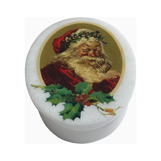 Santa Claus White Oval Soapstone Decorative Needlework Box