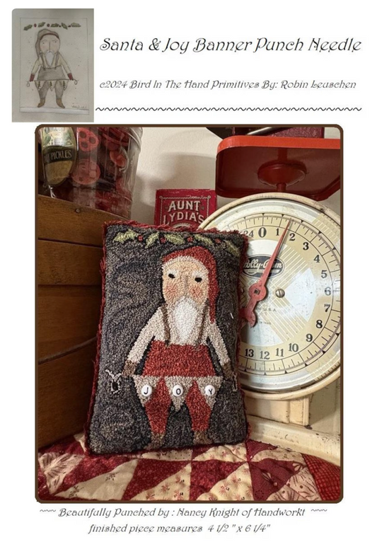 Bird In The Hand Primitives | Santa & Joy Punch Needle Pattern