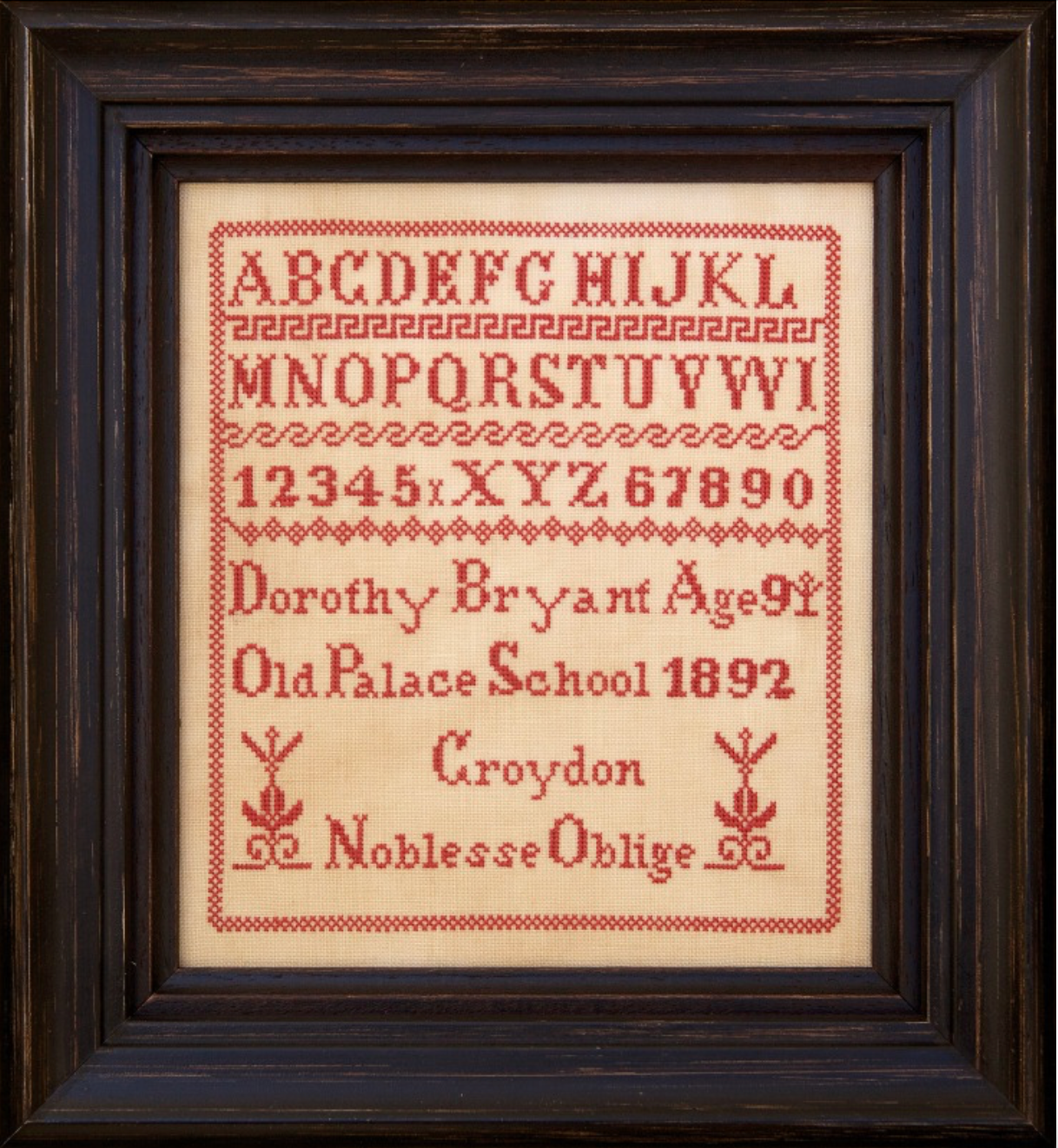 Hands Across The Sea | Dorothy Bryant 1892 ~ Noblesse Oblige Reproduction Sampler