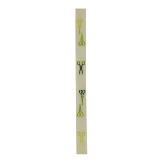 Cotton Ribbon Variegated Green Scissors - 1m Card