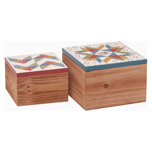 Star Quilt Hinged Sewing Box Set