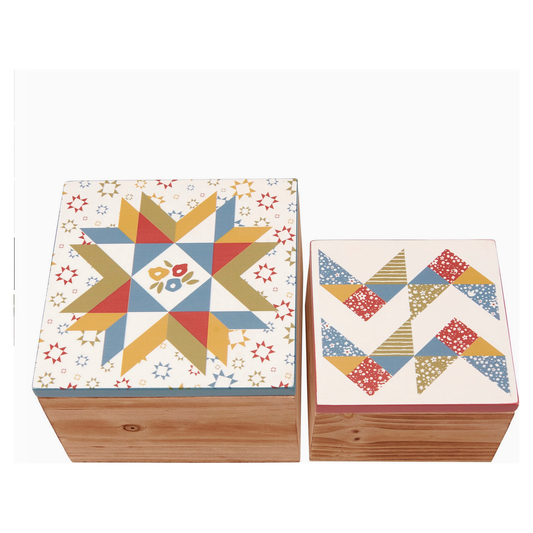 Star Quilt Hinged Sewing Box Set