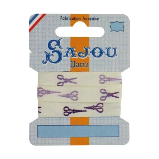 Cotton Ribbon Variegated Mauve Scissors - 1m card