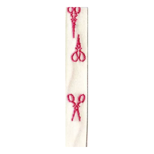 Cotton Ribbon Pink Scissors - 1m card