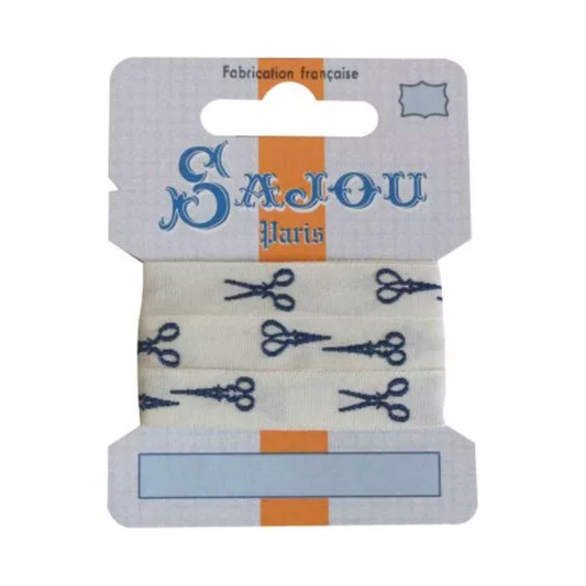 Cotton Ribbon Blue Scissors - 1m card