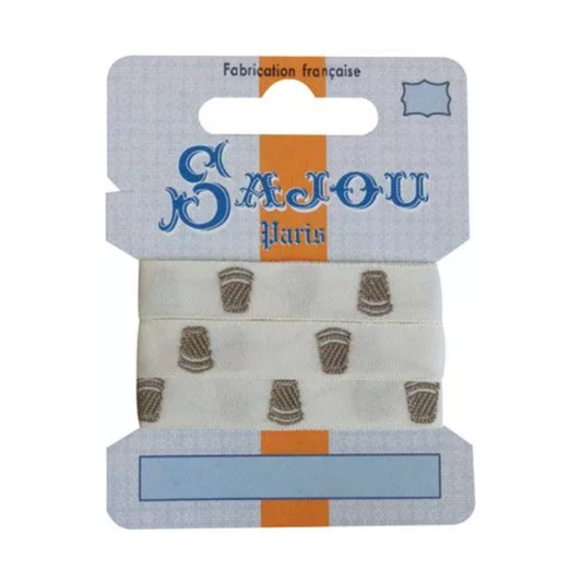 Cotton Ribbon Beige Thimbles - 1m card