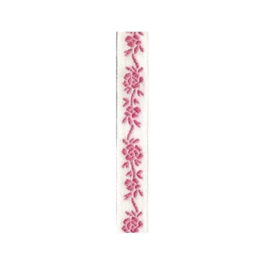 Cotton Ribbon Pink Flowers - 1m card