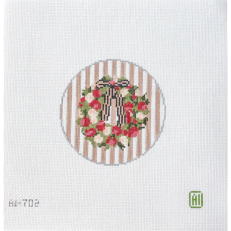 Allison Ivy Designs | Cranberry Wreath Needlepoint Canvas