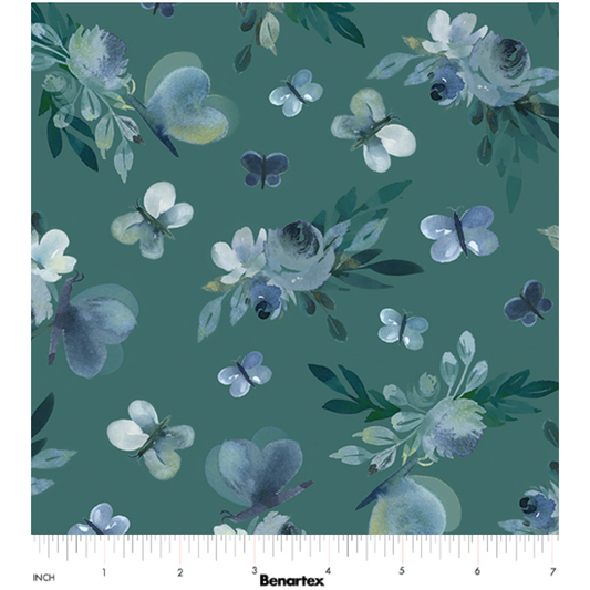 Enchanted Florals ~ Enchanted Butterfly Garden ~ 16391-85 Dark Teal