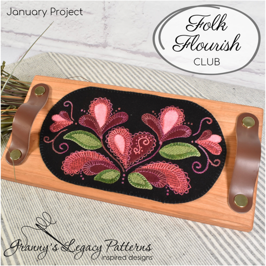 Granny's Legacy Folk Flourish Club | Aimee Wool Applique Kit - January