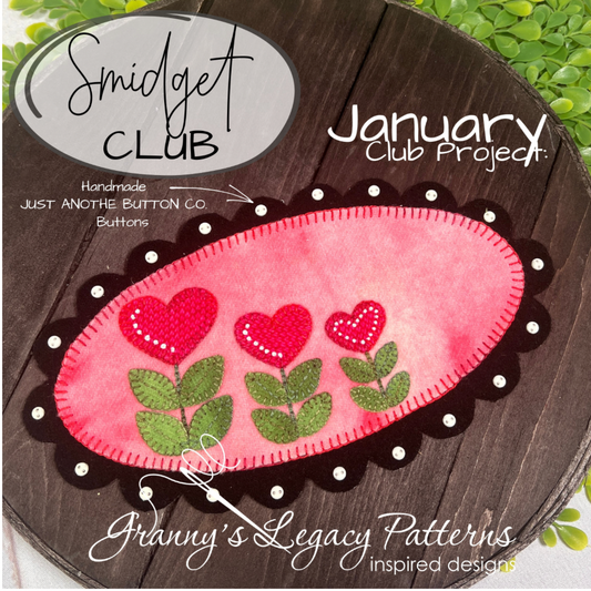 Granny's Legacy Smidget Club | Love Blossoms Wool Applique Kit - January