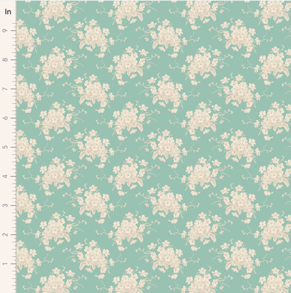 Tilda Sunday Brunch ~ White Flower ~ 100581 Teal