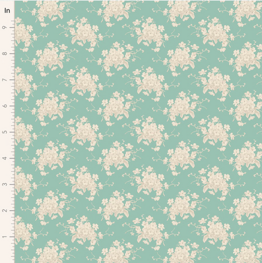 Tilda Sunday Brunch ~ White Flower ~ 100581 Teal