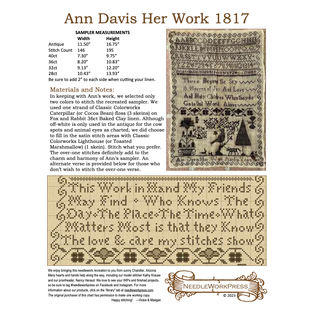 NeedleWorkPress | Ann Davis Her Work 1817 MARKET 2025