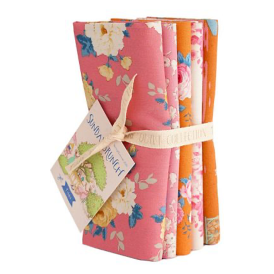 Tilda ~ Sunday Brunch ~ Fat Quarter Bundle ~ 5pc TIL300224 Pink/Ginger