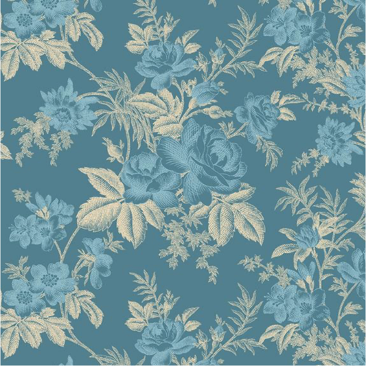 Cottage Florals ~ Toile ~ R261211D  BLUE