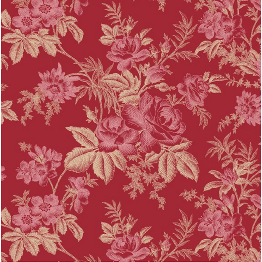 Cottage Florals ~ Toile ~ R261211D  RED