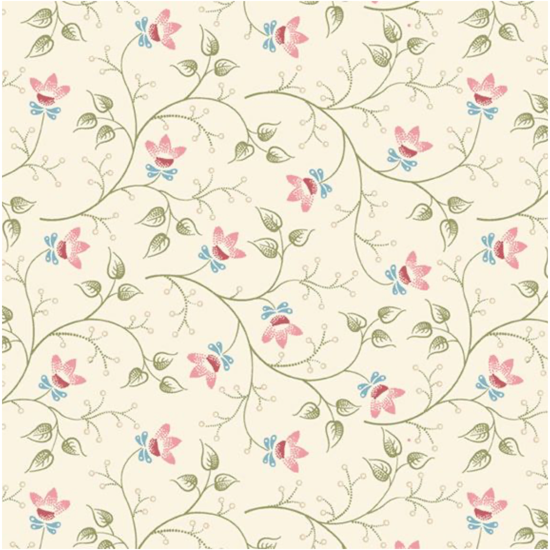 Cottage Florals ~ Viney Floral ~ R261212D  CREAM