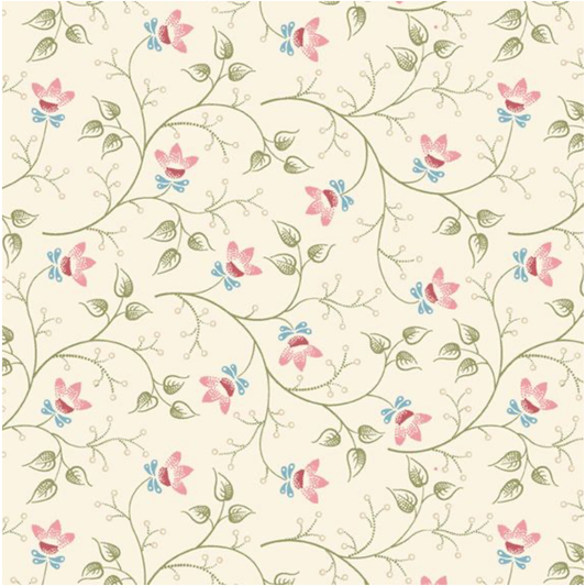 Cottage Florals ~ Viney Floral ~ R261212D  CREAM