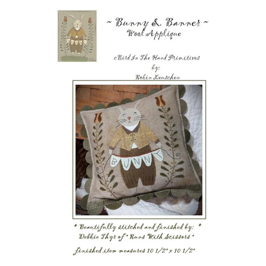 Bird In The Hand Primitives | Bunny & Banner Wool Appliqué Pattern