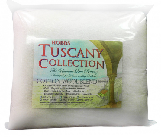 Tuscany 20% Wool 80% Cotton Batting Queen 96in X 108in