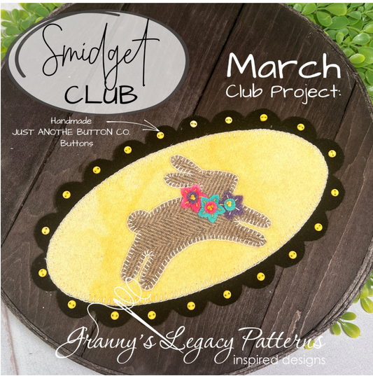 Granny's Legacy Smidget Club | Bunny Hop Wool Applique Kit - March