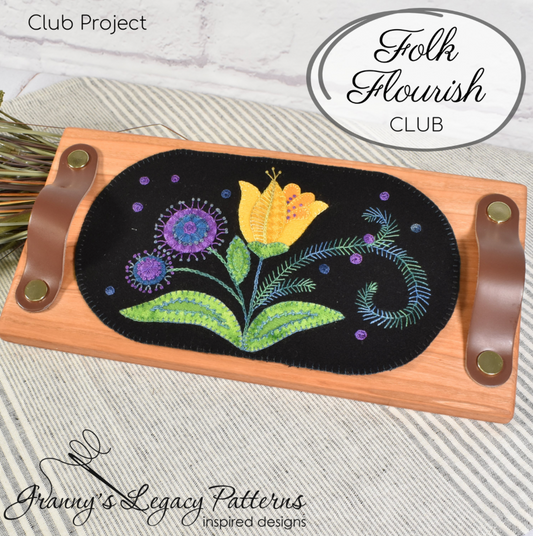 Granny's Legacy Folk Flourish Club | Sallie Wool Applique Kit - March