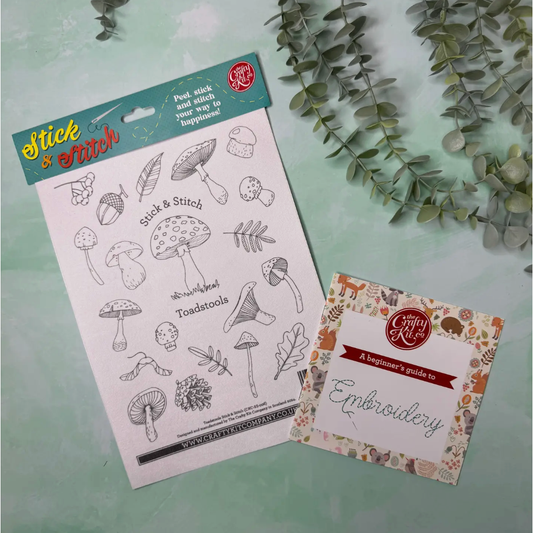 The Craft Kit Company | Toadstools Stick & Stitch Embroidery Transfers