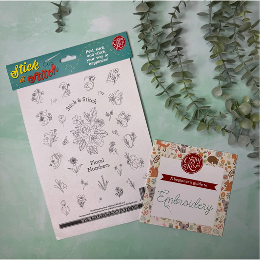 The Craft Kit Company | Floral Numbers Stick & Stitch Embroidery Transfers