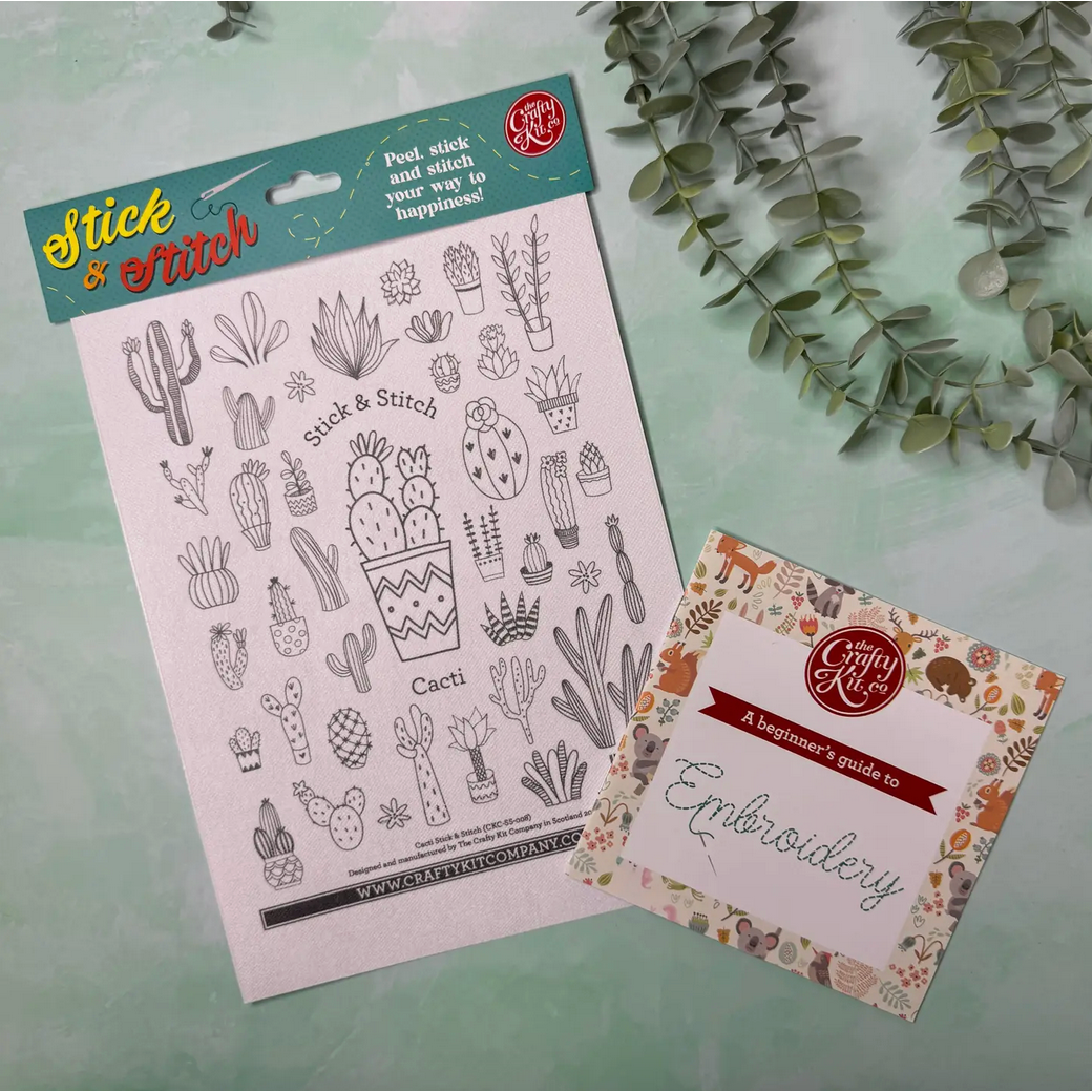 The Craft Kit Company | Cacti Stick & Stitch Embroidery Transfers
