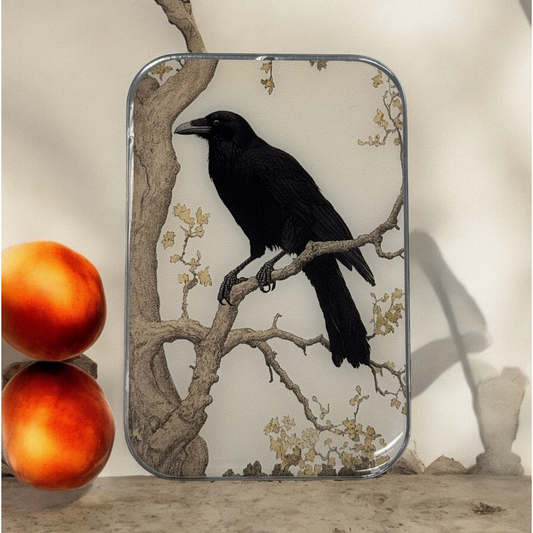Tin Container with Magnet Large ~ Black Crow