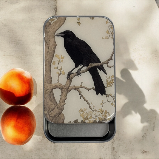 Tin Container with Magnet Large ~ Black Crow