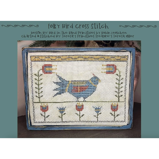 Bird In The Hand Primitives | Folky Bird Cross Stitch Pattern