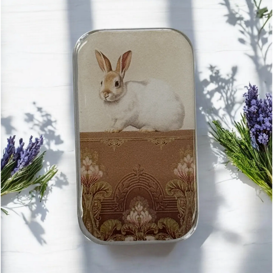 Tin Container with Magnet Large | Sweet White Bunny