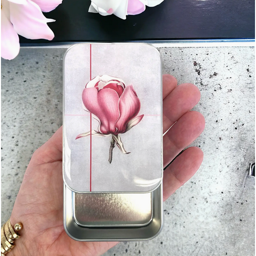 Tin Container with Magnet Large | Pink Magnolia