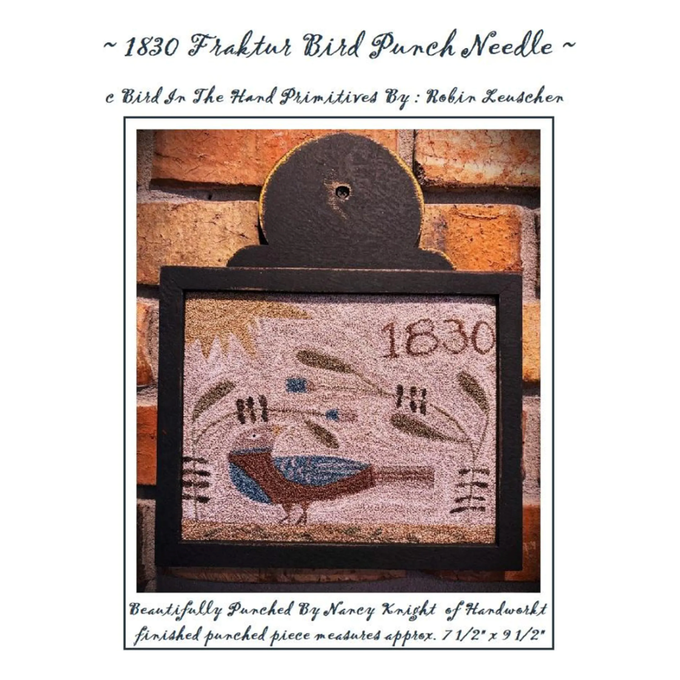 Bird In The Hand Primitives | 1830 Fraktur Bird Punch Needle Pattern