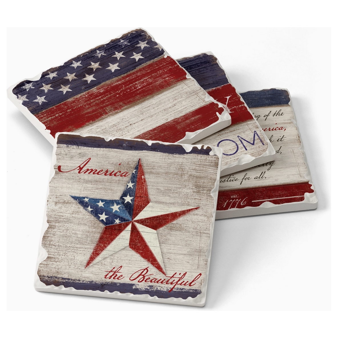 Americana Assorted Image Tumbled Tile Coaster 4 Pack