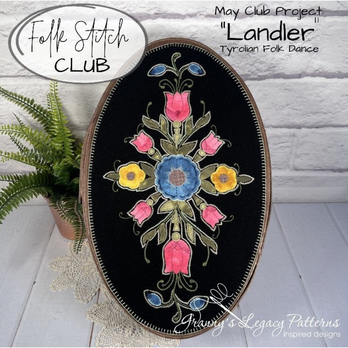 Granny's Legacy Folk Stitch Club | "Landler" Tyrolean Folk Dance Wool Applique Kit - May