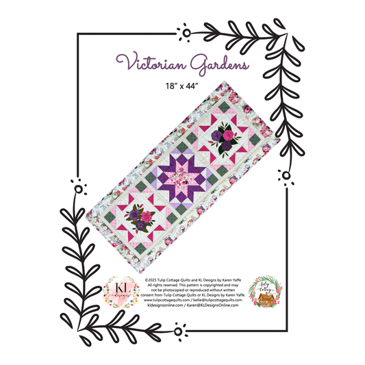 Tulip Cottage Quilts ~ Victorian Gardens Table Runner Pattern and/or Kit