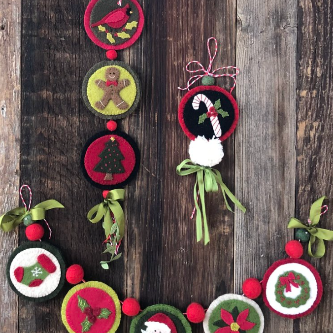 Under the Garden Moon | Wool Christmas Ornaments
