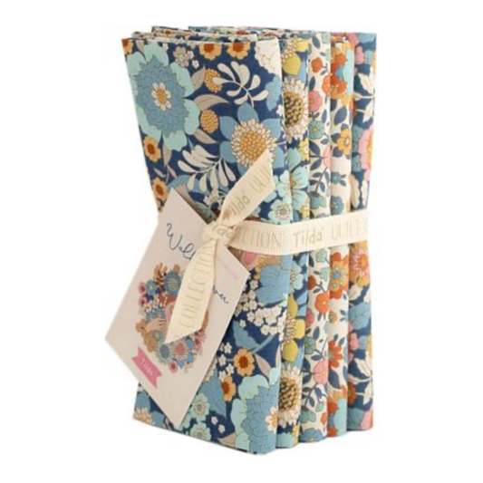 Tilda Wallflower ~ Blue Fat Quarter Bundle 5pcs TIL300234