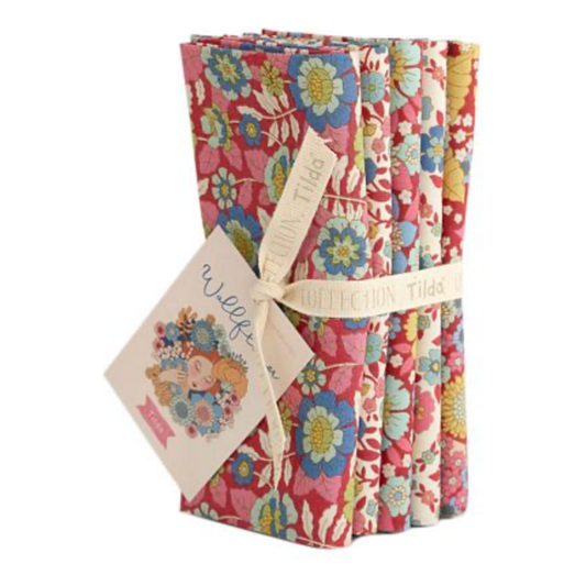 Tilda Wallflower ~ Burgundy/Pink Fat Quarter Bundle 5pcs TIL300233