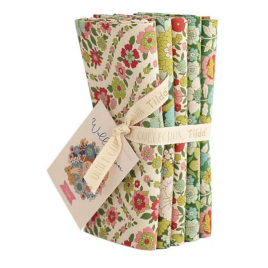Tilda Wallflower ~ Green Fat Quarter Bundle 5pcs TIL300232