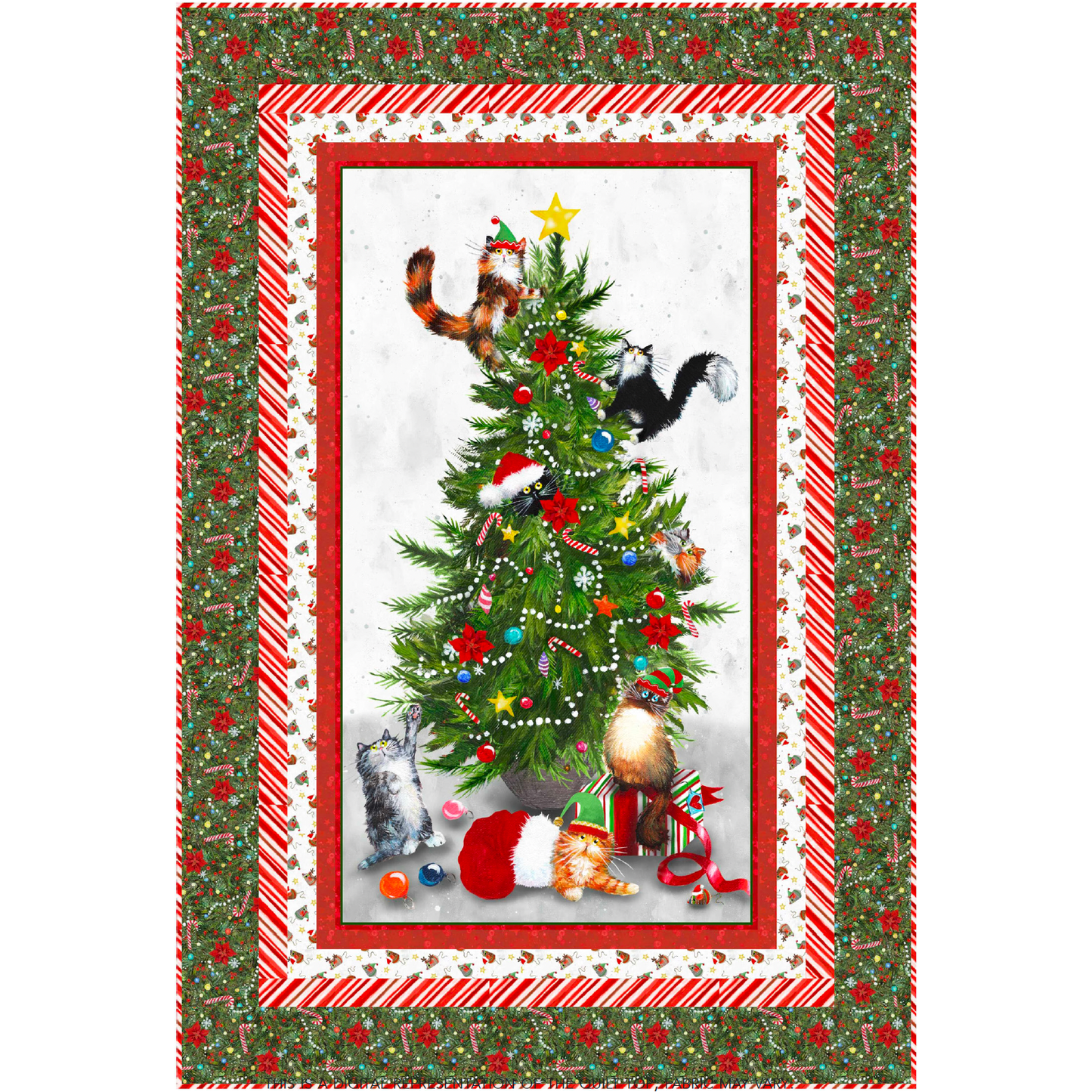 Meowy Christmas ~ Whiskers and Ribbons Quilt Kit