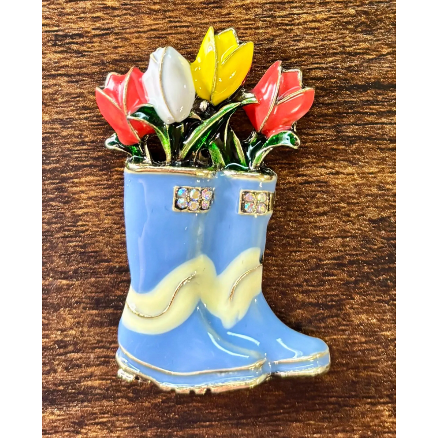 Blue Rain Boots with Tulips Needle Minder/Magnet