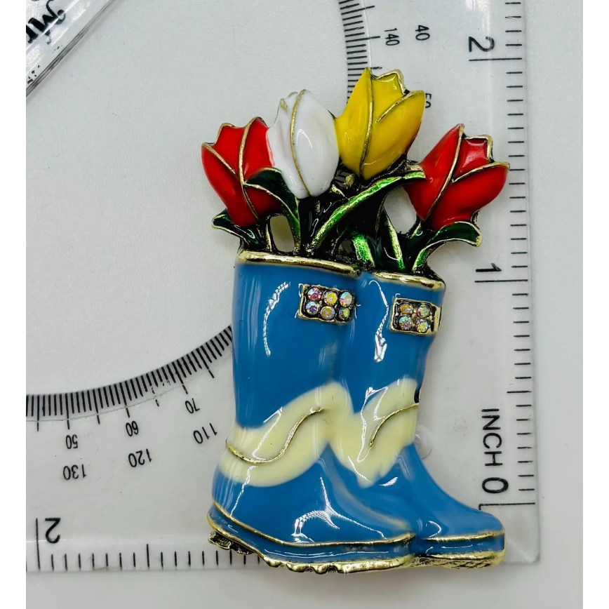 Blue Rain Boots with Tulips Needle Minder/Magnet