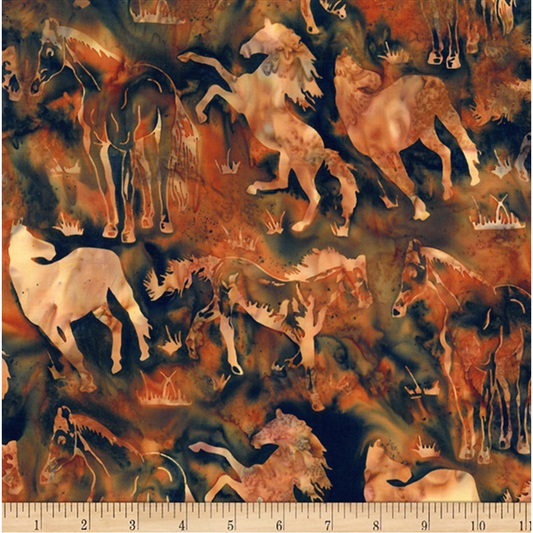 Bali Batik ~ Horses ~ W2597-100-Adobe